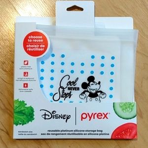 Disney Mickey Mouse Pyrex reusable platinum silicone lunch sandwich snac…